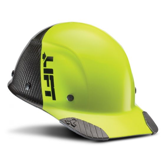 Carbon Fiber Hard Hat Full Brim Ratchet Suspension Construction Helmets White 