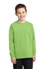 Port & Company® PC54YLS Youth Long Sleeve Core Cotton Tee - Lime