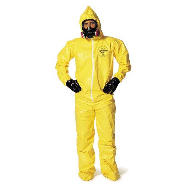 3XLarge DUPONT Tychem Tyvek QC127S Yellow Coverall Chemical Hazmat Suit w/ Hood 