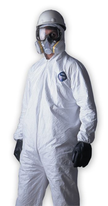 Tyvek Coveralls with Zipper, Hood and Elastic Wrists and