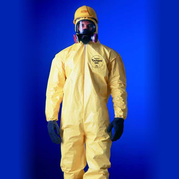 CASE OF 12 DuPont Tyvek Tychem QC127S Yellow Chemical Hazmat Coverall Suit 