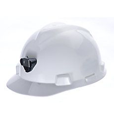 MSA V-Gard Hard Hat w/ Ratchet Suspension - Lamp Bracket & Cord Holder
