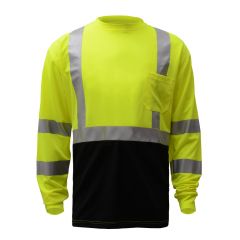 GSS Safety Class 3 Long Sleeve T-Shirt W/ Black Bottom, Lime