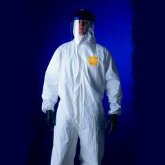DuPont White ProShield NexGen Coverall w/ Hood, Storm Flap, Elastic Wrists & Ankles - 25 Pack