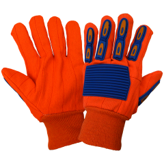C18OCPB - Corded Orange Cotton Gloves with TPU Impact Protection